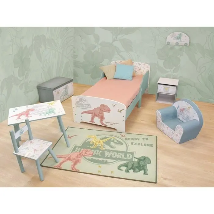 Fun House - Chevet avec tiroir Dinosaures Jurassic World - 36 x 33 x 30 cm - Décoration chambre enfant à partir de 24 mois