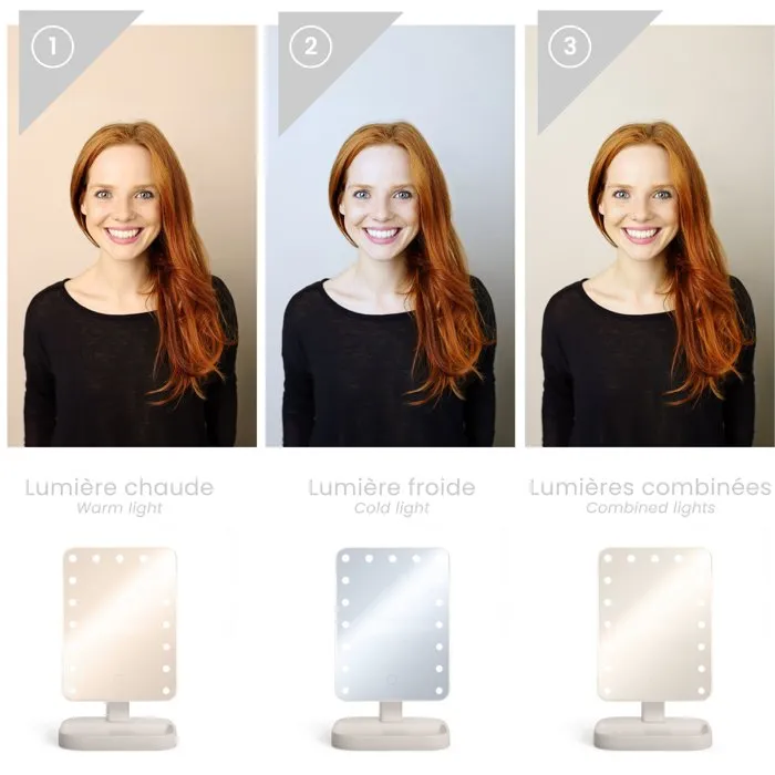 Livoo Miroir de maquillage lumineux DOS206 avec LED et 3 modes