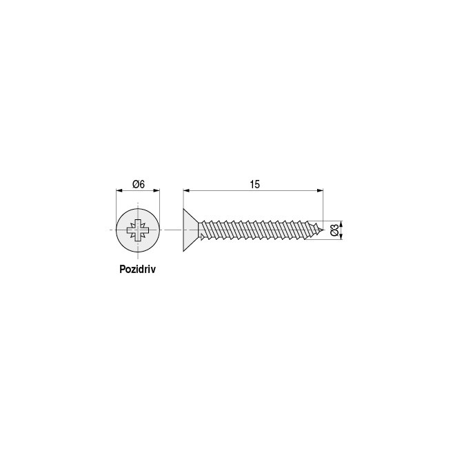 UCAFIX Vis à filetage bois, tête ronde Pozidriv, 15mm x 4,5mm