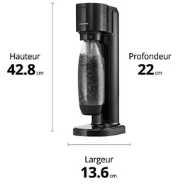 Sodastream Machine à eau pétillante Gaia 1017911770 Noir - Système de gazéification à domicile
