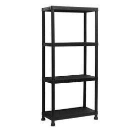 Marbueno Étagère 4 Tablettes Plastique Noir 61x31x131 cm Jardin Extérieur Intérieur 25 kg 10537