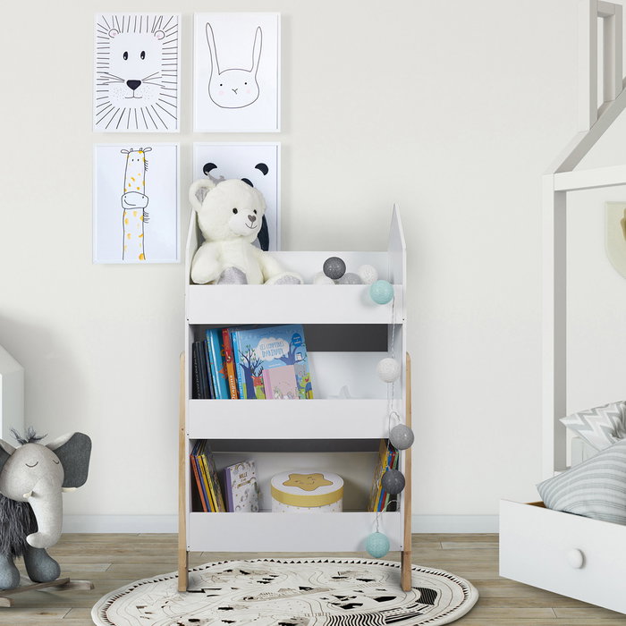 Home Deco Kids Bibliothèque et étagère 3 baldas avec design maison