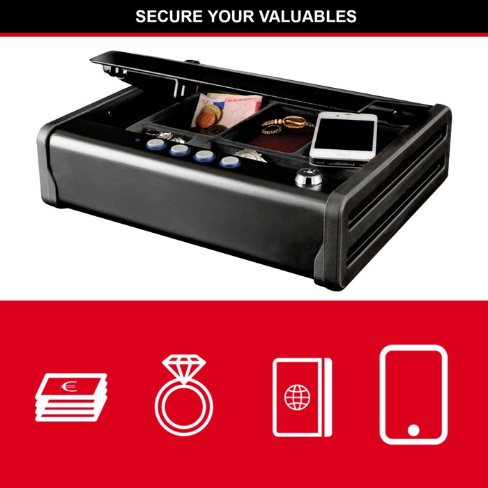 Masterlock Coffre-fort Compact 2,3L avec Clé et Code Électronique Masterlock Coffre-fort Compact 2,3L avec Clé et Code Électronique