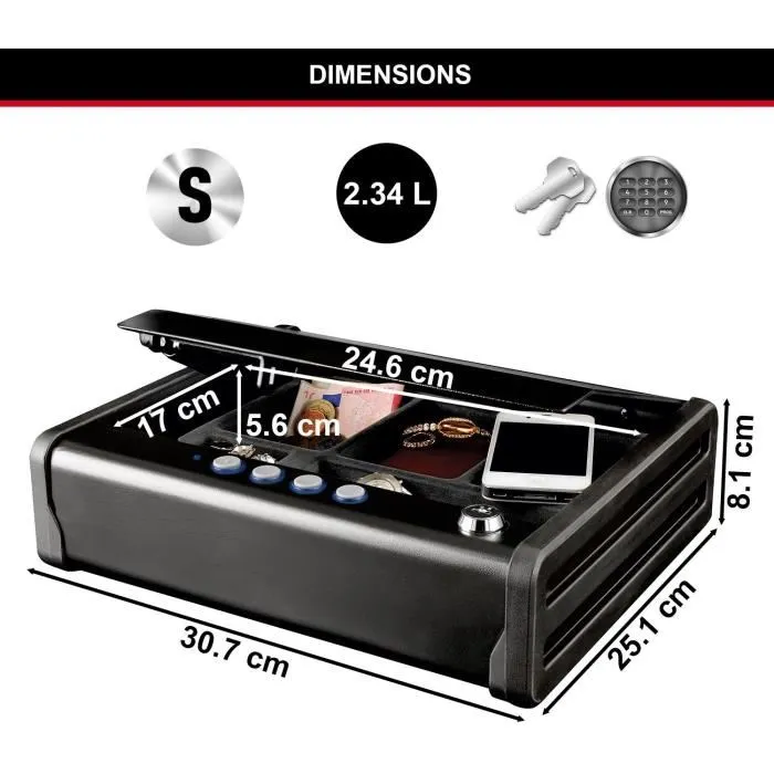 Masterlock Coffre-fort Compact 2,3L avec Clé et Code Électronique Masterlock Coffre-fort Compact 2,3L avec Clé et Code Électronique