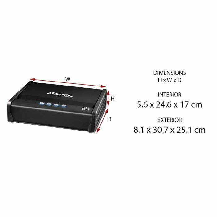Masterlock Coffre-fort Compact 2,3L avec Clé et Code Électronique Masterlock Coffre-fort Compact 2,3L avec Clé et Code Électronique
