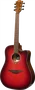 LAG Guitare Acoustique Dreadnought A/E Cutaway - Édition Limitée Red Burst