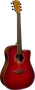 LAG Guitare Acoustique Dreadnought A/E Cutaway - Édition Limitée Red Burst