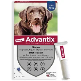 Advantix Solution Antiparasitaire Chien Grande Race 25 à 40kg, 4 pipettes