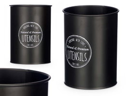 KINVARA Porte-ustensiles en acier noir et blanc
