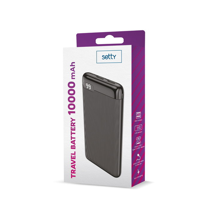 SETTY - FOREVER Powerbank 10000mAh avec écran LCD noir