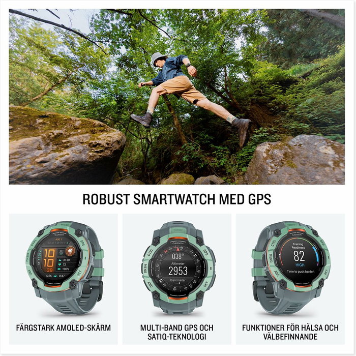 Garmin Instinct 3 Montre GPS Connectée AMOLED 50 mm Vert/bleu-violet