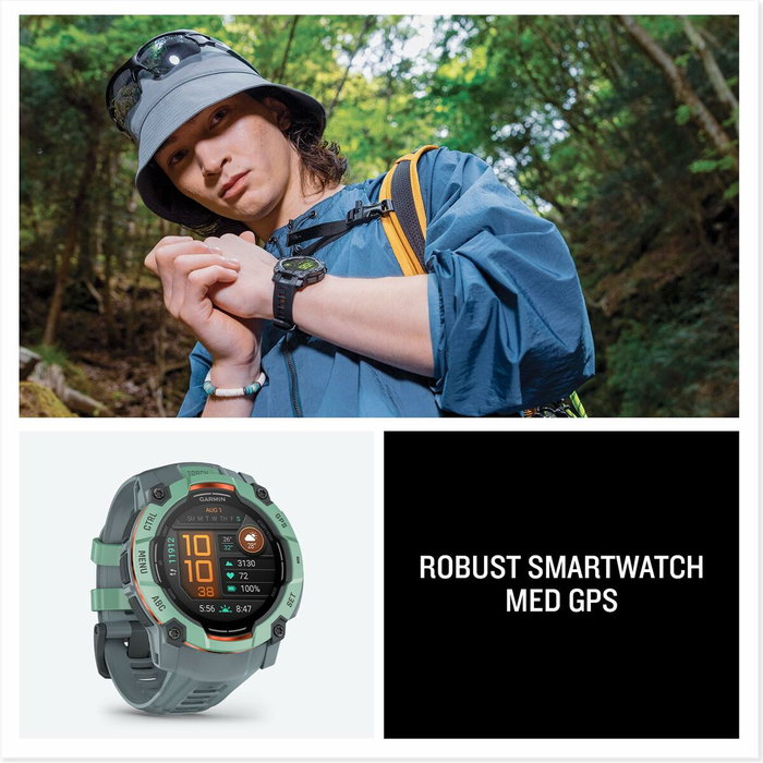 Garmin Instinct 3 Montre GPS Connectée AMOLED 50 mm Vert/bleu-violet