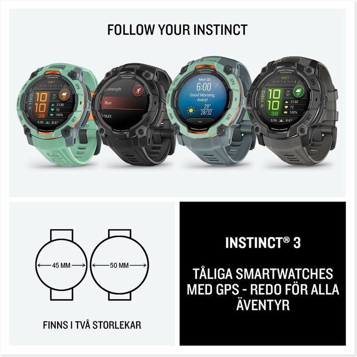 Garmin Instinct 3 Montre GPS Connectée AMOLED 50 mm Vert/bleu-violet