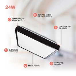 GSC Evolution Plafon LED Andra carré 30W Noir