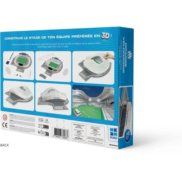 Megableu Puzzle 3D LED - Stade Olympique de Marseille - 70 Pièces - À Partir de 7 Ans - Français