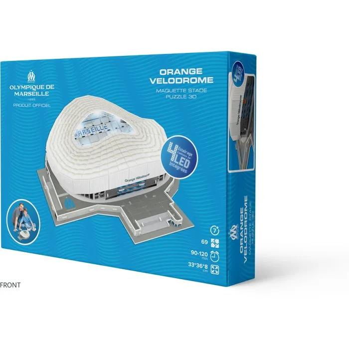 Megableu Puzzle 3D LED - Stade Olympique de Marseille - 70 Pièces - À Partir de 7 Ans - Français