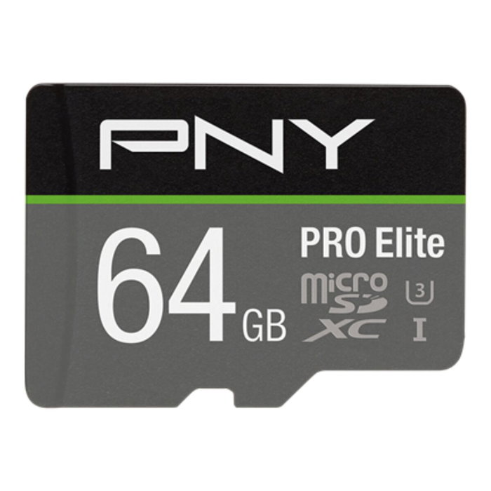 Carte Mémoire Micro SD avec Adaptateur PNY P-SDU64GV31100PRO-GE Pro Elite C10 64 GB Carte Mémoire Micro SD avec Adaptateur PNY P-SDU64GV31100PRO-GE Pro Elite C10 64 GB