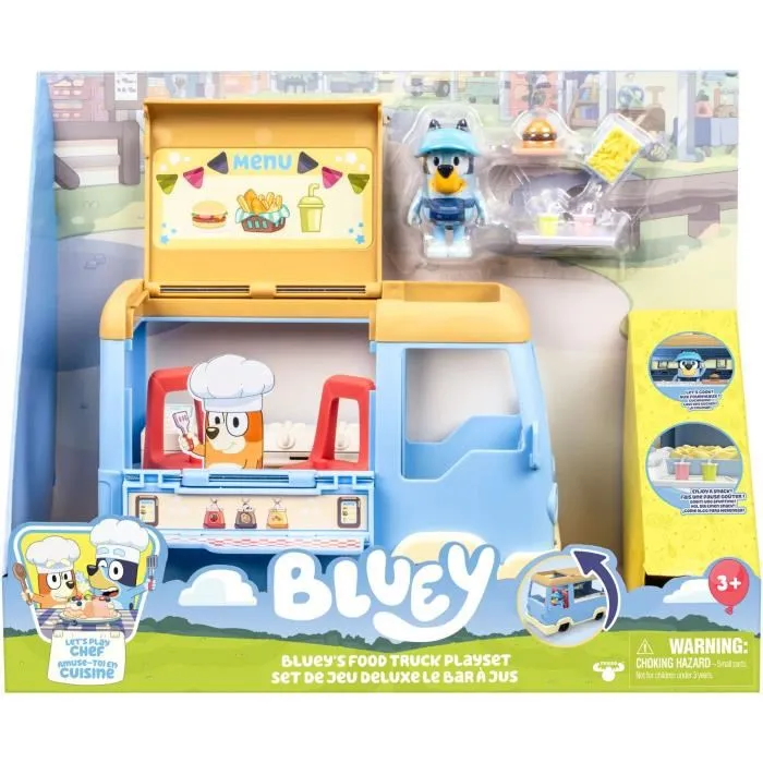 Bluey Foodtruck - Véhicule Jouet Cuisine avec Figurine Bluey, 4 Accessoires et Autocollants - Jeu d'Imitation pour Enfants dès 3 Ans Bluey Foodtruck - Véhicule Jouet Cuisine avec Figurine Bluey, 4 Accessoires et Autocollants - Jeu d'Imitation pour Enfants dès 3 Ans