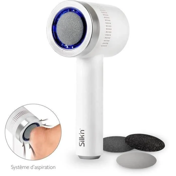 Silk'N Râpe électrique anti-callosités Vacupedi avec aspiration intégrée et 2 râpes Silk'N Râpe électrique anti-callosités Vacupedi avec aspiration intégrée et 2 râpes