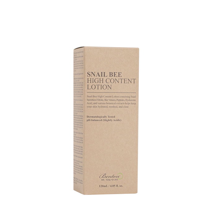 Benton SNAIL BEE High Content Lotion pour le visage, soin anti-âge hydratant avec venin d'abeille et mucine d'escargot, 120 ml