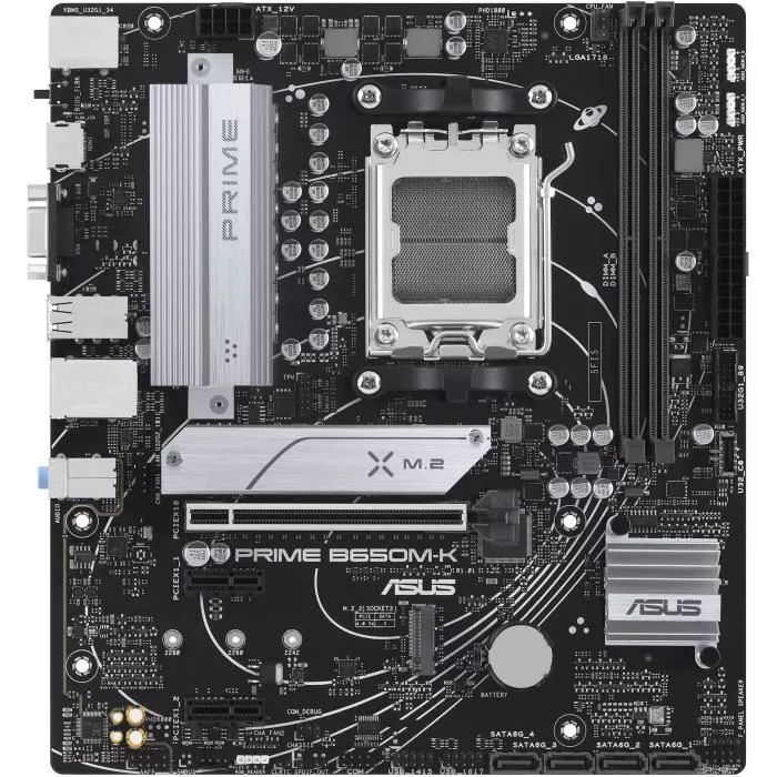 Asus Carte mère PRIME B650M-K, AMD B650, Socket AM5 micro ATX, DDR5, 2.5 GbE, M.2, pour Ryzen 7000