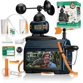 Bresser - Station météo extérieure FREEK VONK pour enfants (dès 8 ans) - Mesure température, pluie, vitesse du vent avec écran LCD et lumière clignotante