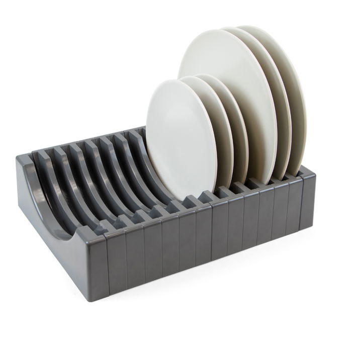 Emuca Kit de rangement pour assiettes, 13 assiettes maximum, Plastique, Gris antracite Emuca Kit de rangement pour assiettes, 13 assiettes maximum, Plastique, Gris antracite