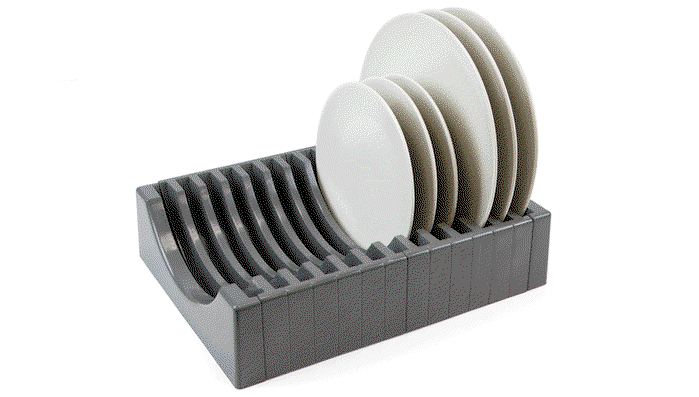 Emuca Kit de rangement pour assiettes, 13 assiettes maximum, Plastique, Gris antracite