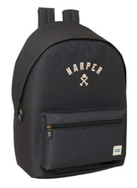Safta Sac à dos double pour ordinateur portable 15,6 pouces avec port USB de chargement, 31x44x18 cm, Harper & Neyer Noir