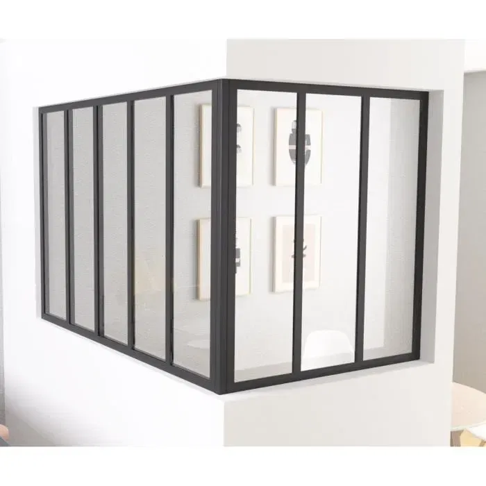 Optimum - Poteau d'angle OPTIMUM en aluminium sablé noir - Hauteur 50 cm x Largeur 30 cm