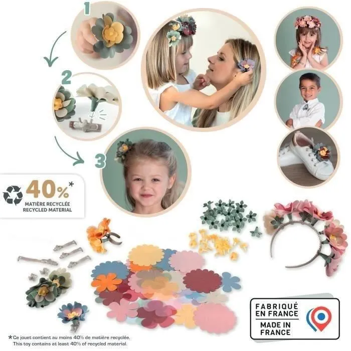 Smoby - Recharge Créa Bijoux Fleurs - 50 Pétales, Pistils, Pédoncules - Pour Bracelets, Bagues, Serre-Tête, Pinces à Cheveux - Dès 3 Ans - Made in France