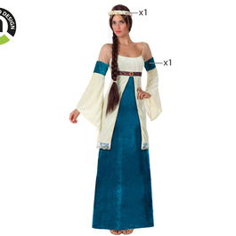 Déguisement de Dame Médiévale Noble Adulte Femme, Costume en Polyester avec Diadème, Taille XS-S, Thème Historique