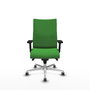 Chaise Albacete confidente Synchro 5 positions Tissu Vert Structure d' aluminium Accoudoir 2D Sans appui-tête Roulettes 65mm pour moquette