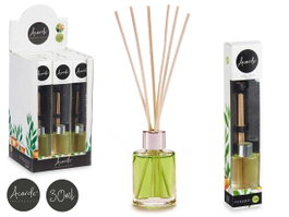 Acorde Mikado Thé Vert 30 ml - Diffuseur à Bâtonnets en Verre et Rotin 4x7x2 cm (Set de 24)