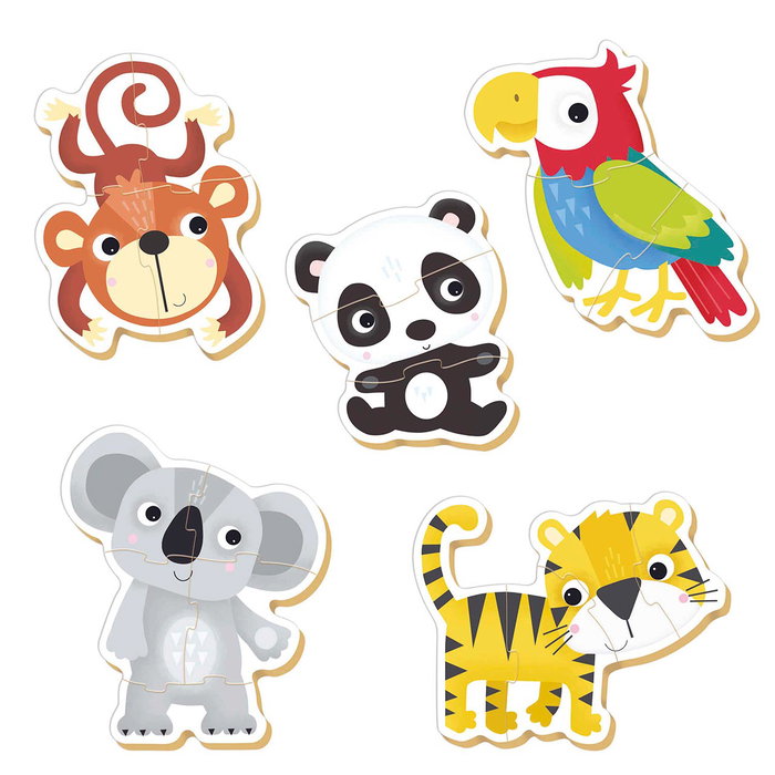 Educa Baby Puzzles Fauna Salvaje 19952 - Set de 5 Puzzles Évolutifs Animaux - Jeu Éducatif dès 2 Ans