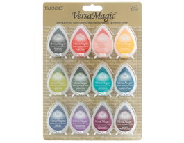 Tsukineko Set VERSAMAGIC 12 tampons encreurs couleurs vives effet craie