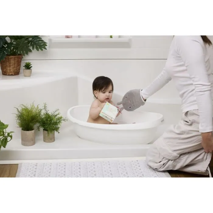 Ingenuity - Baignoire Bébé Sylvi - Baignoire 3 en 1 Evolutive avec Hamac Lavable, Gant de Toilette et Jouets de Bain - 0 à 6+ Mois