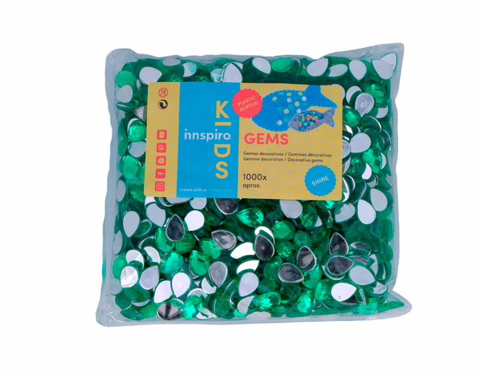 Innspiro Gemmes décoratives en acrylique vert forme goutte 10x14mm, 1000 unités environ Innspiro Gemmes décoratives en acrylique vert forme goutte 10x14mm, 1000 unités environ