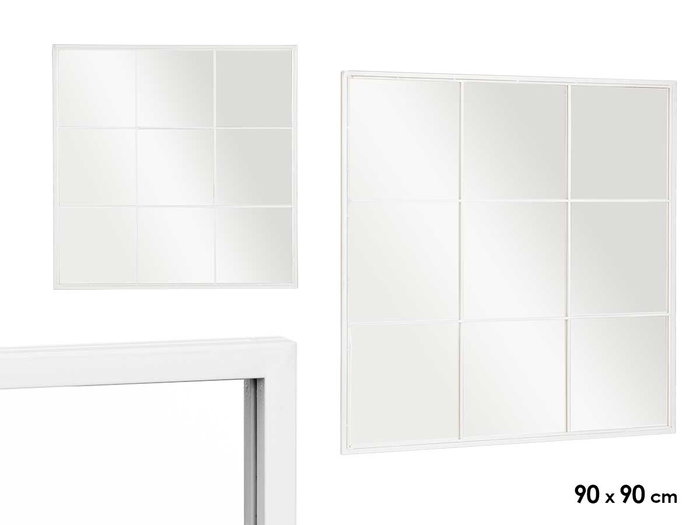 Giftdecor Miroir Ventanal Blanc 90x90 cm Métal et Verre Giftdecor Miroir Ventanal Blanc 90x90 cm Métal et Verre