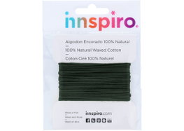 Innspiro Cordon en coton ciré fin vert olive 1,0 mm, 5 m