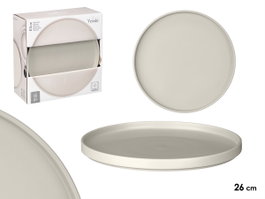 VESSIA Plat plat lisse gris 26 cm de diamètre (Lot de 12) extra_attributes.color: Gris