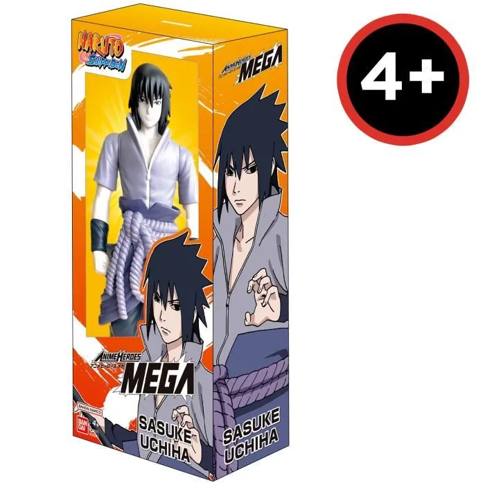 Bandai Anime Heroes Figurine articulée Mega 30 cm Sasuke Uchiwa Naruto Shippuden Grande figurine collection