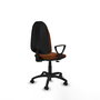 Chaise Algarra Contact permament de base Cuir écologique Marron Structure polyamide noire Accoudoirs fixes Sans appui-tête Roulettes autofreinées