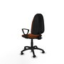 Chaise Algarra Contact permament de base Cuir écologique Marron Structure polyamide noire Accoudoirs fixes Sans appui-tête Roulettes autofreinées
