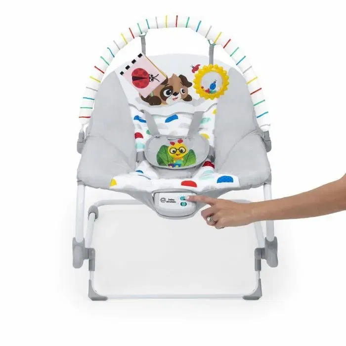 Baby Einstein Dean - Transat balancelle electrique 3-en-1, siège évolutif 0-30 mois, avec arche amovible, 3 positions, mélodies et vibrations