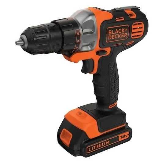 Black+Decker Perceuse visseuse sans fil 18V 2 batteries 1.5Ah chargeur mallette MT218KB-QW