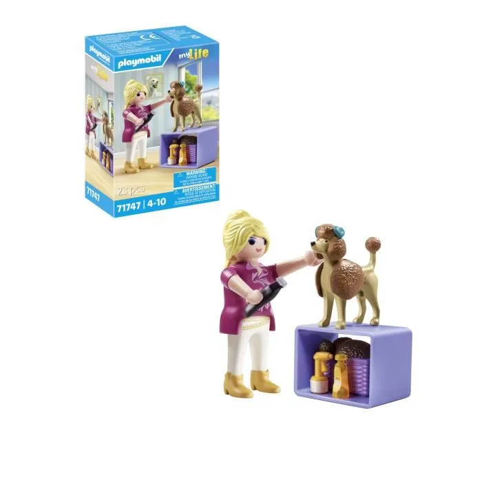 PLAYMOBIL 71747 - Figurine Toiletteuse My Life avec caniche et accessoires, 23 pièces, Jeu de rôle dès 4 ans