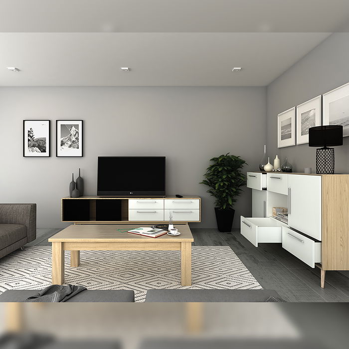 Emuca Tiroir extérieur Concept 30kg hauteur 185mm, profondeur 350mm, Acier, Peint en blanc