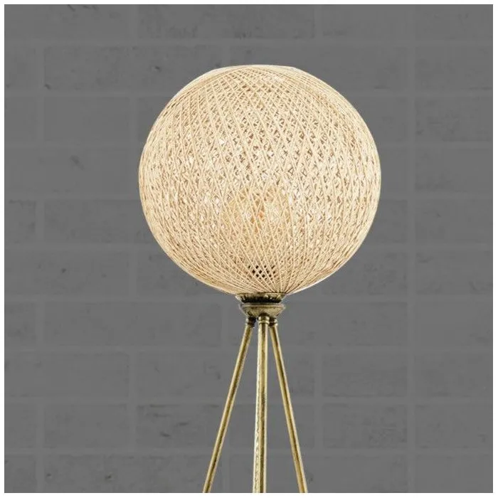 D By M.Red Lampadaire Gold en métal avec abat-jour en jute
