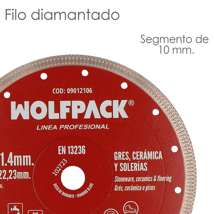WOLFPACK LINEA PROFESIONAL Disque Diamanté Ø 230 mm pour Porcelaine et Grès WOLFPACK LINEA PROFESIONAL Disque Diamanté Ø 230 mm pour Porcelaine et Grès